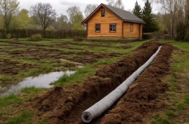 Укладка дренажа на участке с высокими грунтовыми водами